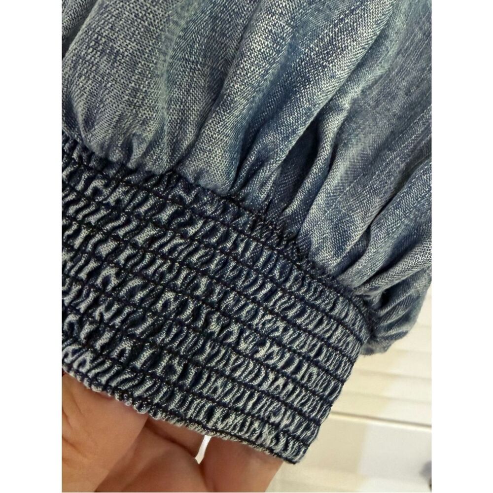 ANTHROPOLOGIE Pilcro Denim Pintuck Henley Blouse - Picture 6 of 14
